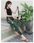 IMG 116 of Korean Chiffon Casual Pants Women Loose Feminine High Waist Ankle-Length Lantern Pants