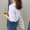 IMG 107 of Summer Korea Embroidery Loose Short Sleeve T-Shirt Women All-Matching Half Sleeved Student Tops T-Shirt