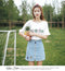 IMG 108 of Korean White Short Sleeve T-Shirt Women Loose insFlare Sleeves Summer All-Matching Tops T-Shirt