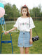 IMG 107 of Korean White Short Sleeve T-Shirt Women Loose insFlare Sleeves Summer All-Matching Tops T-Shirt