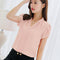 Img 1 - Women Korean Shirt Trendy Slim Look Plus Size Short Sleeve Casual Chiffon Blouse