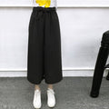 Img 4 - High Waist Slim-Look Women Casual Korean Elastic Free Belt Black Ankle-Length Wide Leg Pants