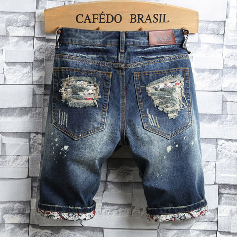 Img 2 - Summer Denim Pants Men knee length Ripped Shorts Trendy Teens