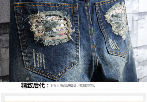 IMG 108 of Summer Denim Pants Men knee length Ripped Shorts Trendy Teens Shorts