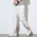 Img 6 - Summer Men Line Ankle-Length Pants Loose Cotton Blend Casual Solid Colored Slim-Fit Pants