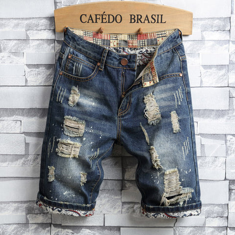 Img 7 - Summer Denim Pants Men knee length Ripped Shorts Trendy Teens