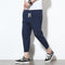 Img 12 - Summer Men Line Ankle-Length Pants Loose Cotton Blend Casual Solid Colored Slim-Fit Pants