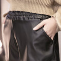 Img 4 - Shorts Women Plus Size Plus Korean High Waist Wide Leg A-Line Loose Slim-Look PU Leather Pants