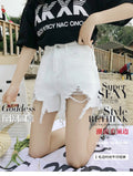 IMG 102 of Denim Shorts Women High Waist Korean Loose Student All-Matching Niche Black Burr Hot Pants Shorts