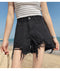 IMG 114 of Denim Shorts Women High Waist Korean Loose Student All-Matching Niche Black Burr Hot Pants Shorts