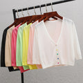 Img 2 - Summer Plus Size Women Ice Silk Matching Short Sunscreen Cardigan Sweater