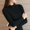 Korean Half-Height Collar Slim Look Knitted Matching Solid Colored Long Sleeved Tops Matching Sweater Women Outerwear