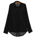 Img 7 - Quality Europe Lapel Bat Long Sleeved Loose Blouse Chiffon All-Matching Tops Blouse