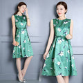 Img 1 - Summer Women Korean Printed Mid-Length Sleeveless Dress Flare Trendy A-Line Dress