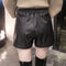 Img 2 - Shorts Women Plus Size Plus Korean High Waist Wide Leg A-Line Loose Slim-Look PU Leather Pants