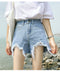 IMG 119 of Denim Shorts Women High Waist Korean Loose Student All-Matching Niche Black Burr Hot Pants Shorts