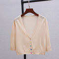 Img 10 - Summer Plus Size Women Ice Silk Matching Short Sunscreen Cardigan Sweater