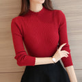 Img 2 - Korean Half-Height Collar Slim Look Knitted Undershirt Solid Colored Long Sleeved Tops Under Sweater Women