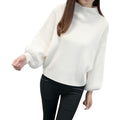 Img 10 - Korean College Half-Height Collar Pullover Women Loose Lantern Sleeve Sweater