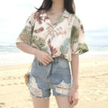 Img 1 - Popular Summer Women Student Beach All-Matching Loose Short Sleeve Printed Chiffon Shirt Blouse