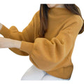Korean College Half-Height Collar Pullover Women Loose Lantern Sleeve Sweater