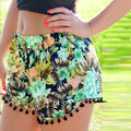 Hawaii Holiday Europe Hot Selling Women Printed Elastic Waist Shorts Beach Pants Beachwear