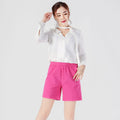 Img 1 - Summer Elderly Women Pants Mid-Length Stretchable Cotton Blend Plus Size High Waist Elastic Cozy Shorts