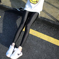 Img 3 - Thin Gloss Pants Women Outdoor Black Slim Fit Slim-Look Mid-Length Three Quarter Ankle-Length Step-Over Leggings