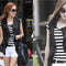 Img 3 - Women T-Shirt Short Sleeve Korean Slim Look Summer Undershirt Striped Tank Top