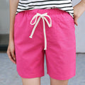 Cotton Blend Unisex Sporty Bermuda Shorts Korean Women Summer Casual Pants Breathable Loose Plus Size Linen Bermuda Shorts