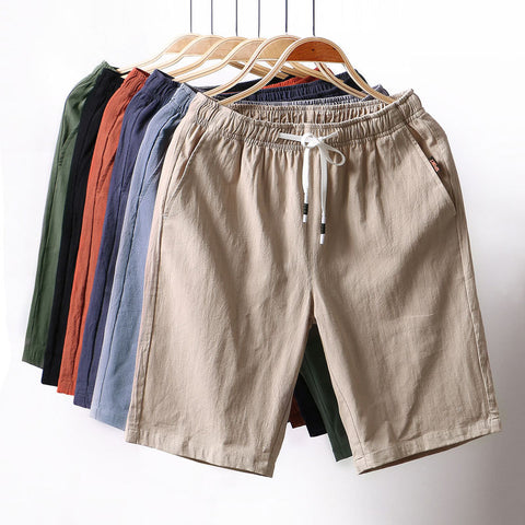 Img 1 - Shorts Men Pants Casual Mid-Length Flaxen Cotton Beach Summer Thin Young Trendy Jodhpurs Slim Look