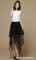 Img 8 - Skirt Korean Slim Look Mesh Mid-Length Translucent Sexy High Waist  Skirt