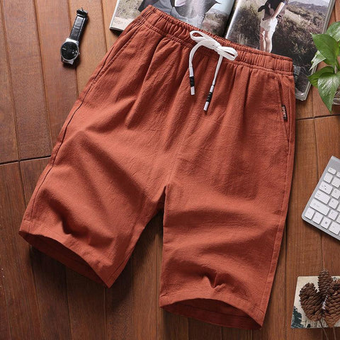 Shorts Men Pants Casual Mid-Length Flaxen Cotton Beach Summer Thin Young Trendy Jodhpurs Slim Look Shorts