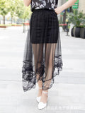 Skirt Korean Slim Look Mesh Mid-Length Translucent Sexy High Waist  Skirt