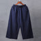 Img 9 - Art Plus Size Loose Solid Colored Cotton Blend Cropped Pants Wide Leg Women Elastic Waist Summer