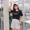 Img 3 - Pregnant Woman Pants Summer Stretchable Cotton Korean Casual Leggings Fitted Outdoor Slim Look Shorts Track