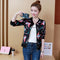 Thin Printed Baseball Jersey Long Sleeved Stand Collar Student Cardigan Jacket Women Outerwear