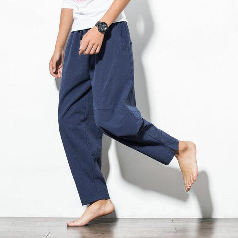 Oriental Cotton Blend Wide Leg Pants Loose Plus Size Wide-legged Beach Pants