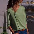 Img 2 - Popular Trendy Button Niche Oblique Collar Long Sleeved Women Tops Shirt Blouse