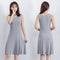 Img 1 - Summer Modal Korean Slimming Slim-Look Plus Size Mid-Length Flare Solid Colored Singlet Dress