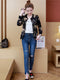 IMG 133 of Thin Printed Baseball Jersey Long Sleeved Stand Collar Student Cardigan Jacket Women Outerwear