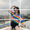 Img 5 - Summer INSInspired Popular Half Sleeved T-Shirt Women Mid-Length Rainbow Color-Matching Striped Short Sleeve