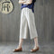 Img 1 - Art Loose Plus Size Women Pants Vintage Cotton Blend All-Matching Wide Leg Slimming Slim Look Cropped Casual