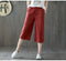 IMG 139 of Art Loose Plus Size Women Pants Vintage Cotton Blend All-Matching Wide Leg Slimming Slim Look Cropped Casual Pants