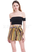 Img 8 - Popular Casual Trendy All-Matching Striped Plus Size Loose Elastic Waist Lace Bow Women Shorts