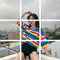 IMG 107 of Summer INSInspired Popular Half Sleeved T-Shirt Women Mid-Length Rainbow Color-Matching Striped Short Sleeve T-Shirt