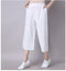 IMG 161 of Art Loose Plus Size Women Pants Vintage Cotton Blend All-Matching Wide Leg Slimming Slim Look Cropped Casual Pants