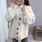 IMG 103 of Korean Puff Sleeves V-Neck Sweater Cardigan Women Loose Lazy Solid Colored Outerwear