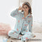 Pajamas Women Cotton Long Sleeved Korean Plus Size Cardigan Loungewear Sets Summer Sleepwear