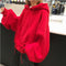 IMG 115 of Women ulzzangCollege Hooded Lantern Sleeve Sweatshirt Korean Harajuku BFLoose Tops Outerwear